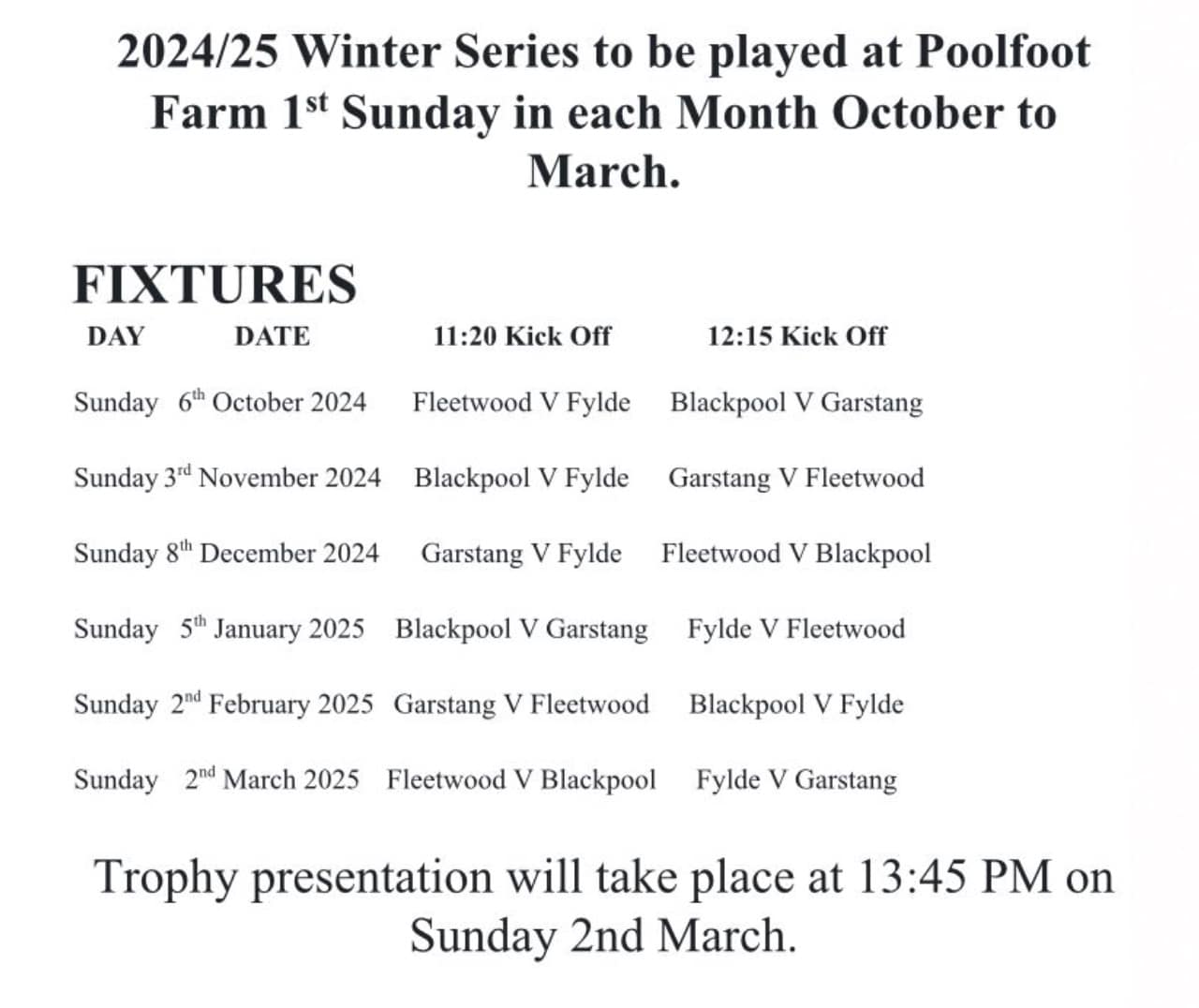 2024/2025 Winter Series at Poolfoot Dome